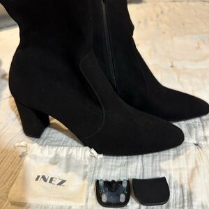 Inez Black Suede Ankle Boots for Women